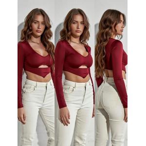 Maroon V Hem Crop Top 